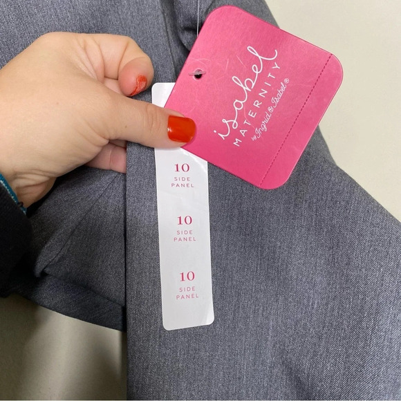 ✨NWT Isabel Maternity Gray Under Belly Inset Panel Skinny Trouser Pants Size 10 - Picture 6 of 10